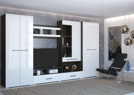 Гостиная Нэнси-4 МДФ (Ш-3600 × В-2000 × Г-570 мм)/Разные Цвета