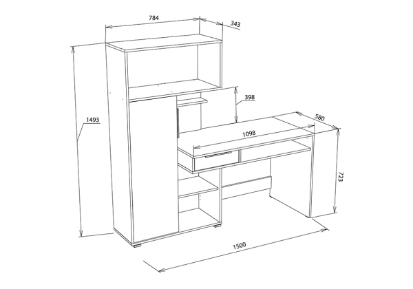 Стол письменный Квадро дуб сонома / белый