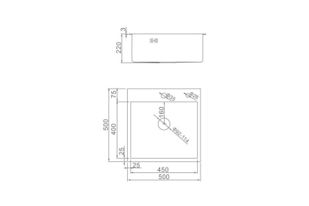 Мойка врезная 50х50 см графит