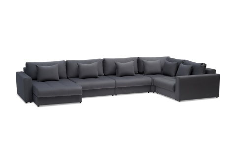 Диван п-образный тик-так Монарх темно-серый