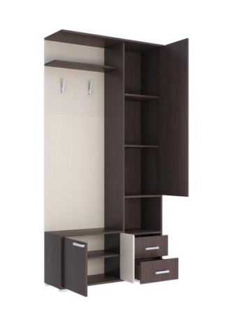 Шкаф с Зеркалом Домино-А Венге/Дуб Молочный (Ш-1000 × В-2050 × Г-323 мм)